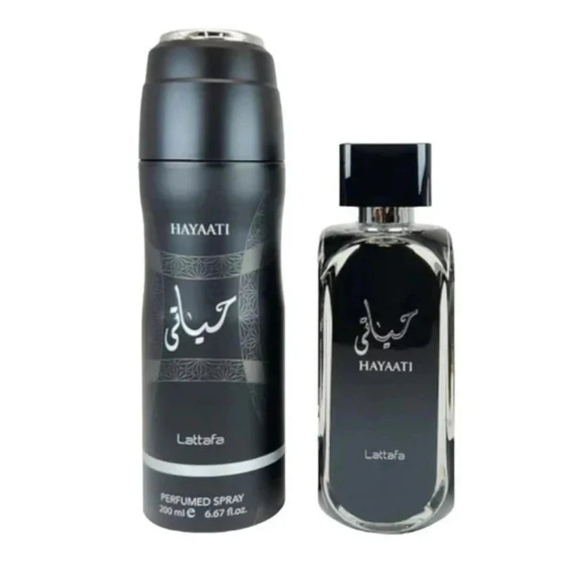 Set Hayaati perfume 100mL y body spray 200mL Lattafa