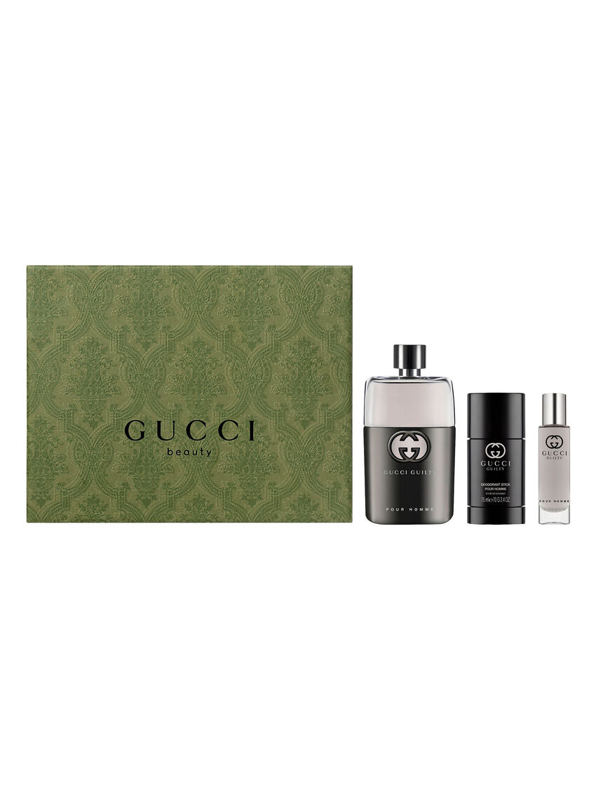 Set Perfume Gucci Guilty EDT Hombre 90 ml + Desodorante 75 ml + EDT 15 ml