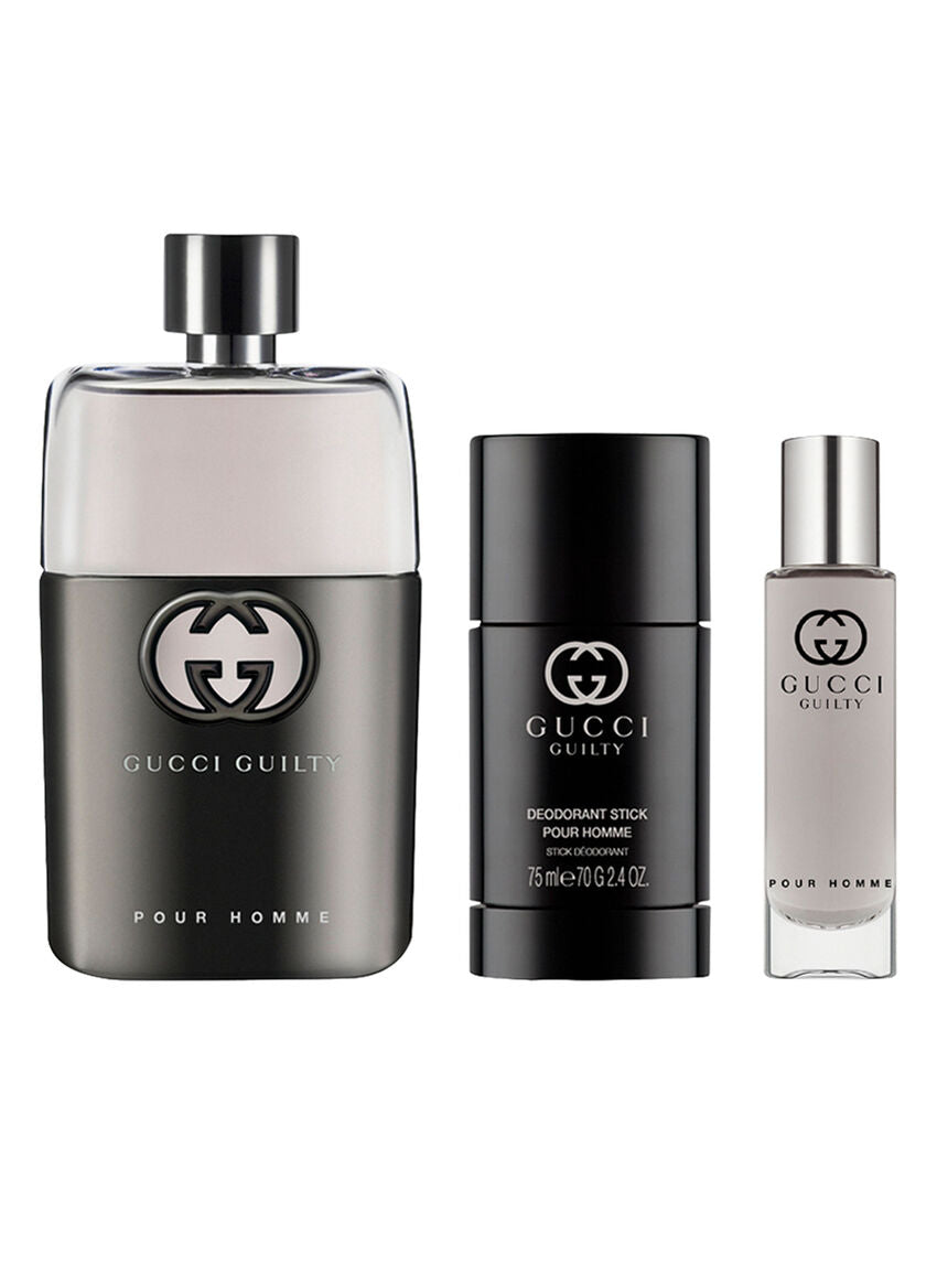 Set Perfume Gucci Guilty EDT Hombre 90 ml + Desodorante 75 ml + EDT 15 ml