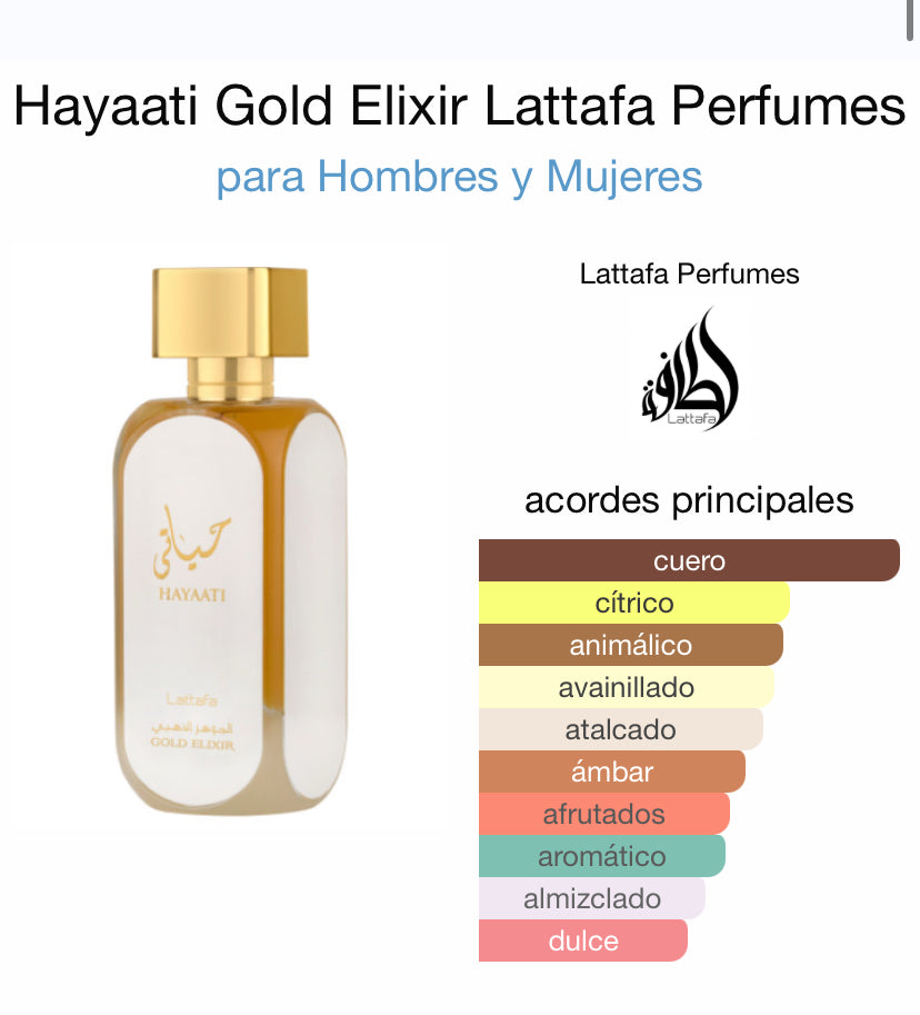 Hayaati Gold Elixir 100ml Edp Lattafa