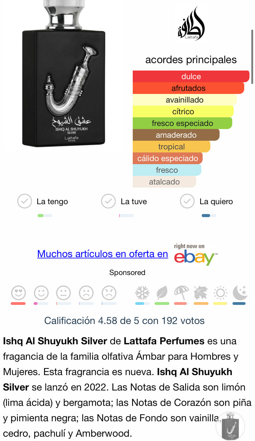 Ishq Al Shuyukh Silver edp100ml