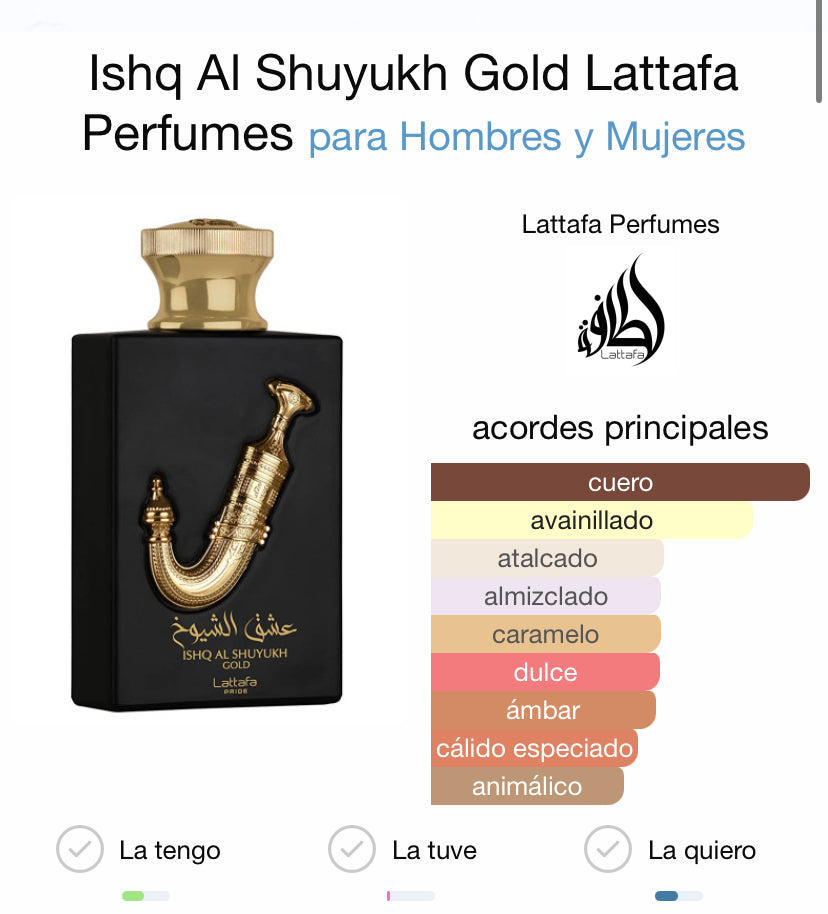 Ishq Al Shuyukh Gold Lattafa 100ml