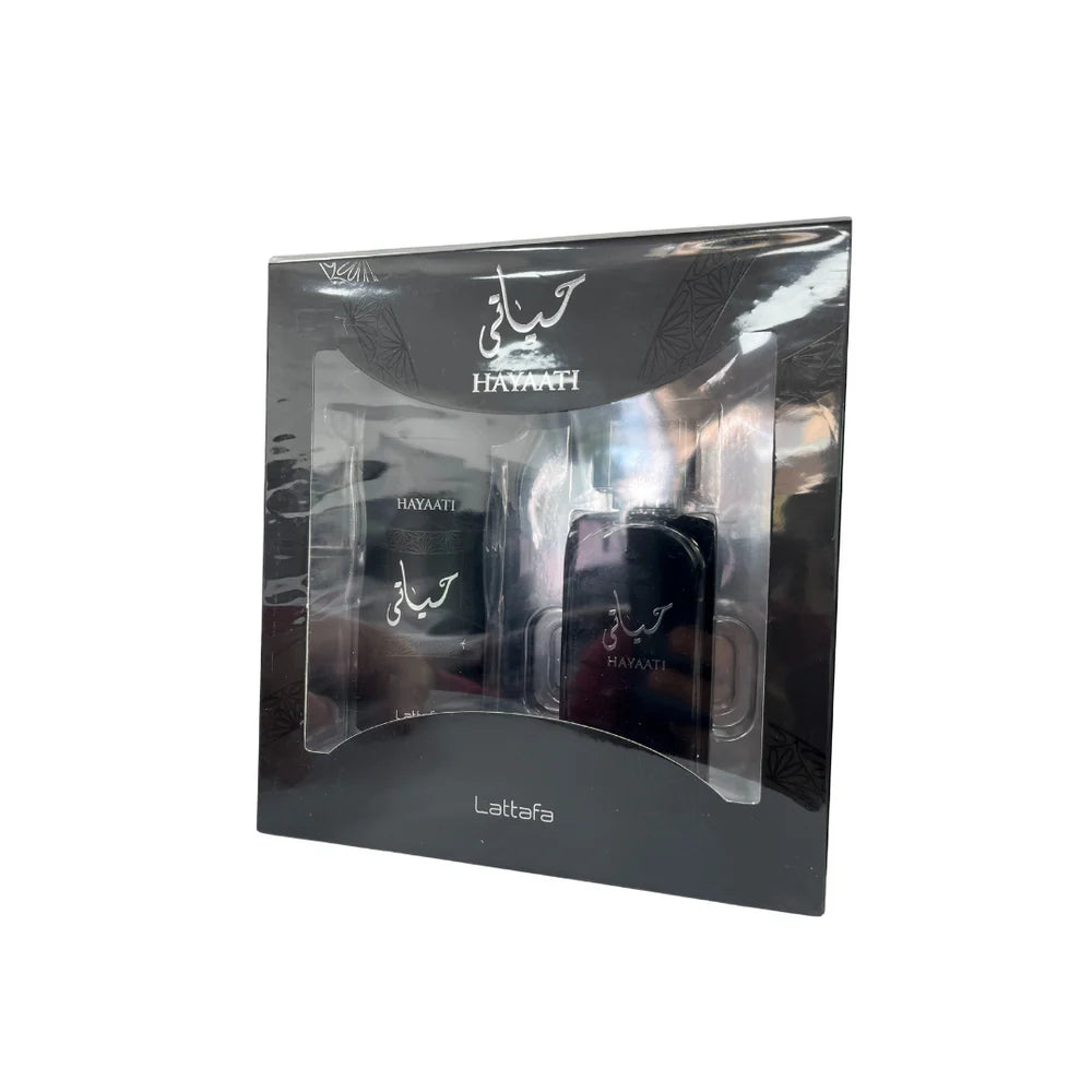 Set Hayaati perfume 100mL y body spray 200mL Lattafa
